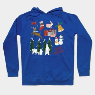 Christmas Hand Drawn watercolor set Hoodie